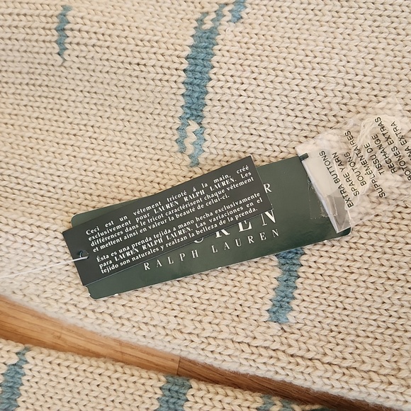 Vintage 90s Lauren Ralph Lauren Hand Knit Cowichan Scenic Landscape Dog Sweater - Picture 3 of 5